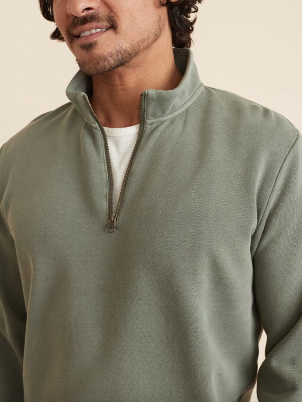 Marine Layer Quarter Zip Sweatshirt (Green) - Medium